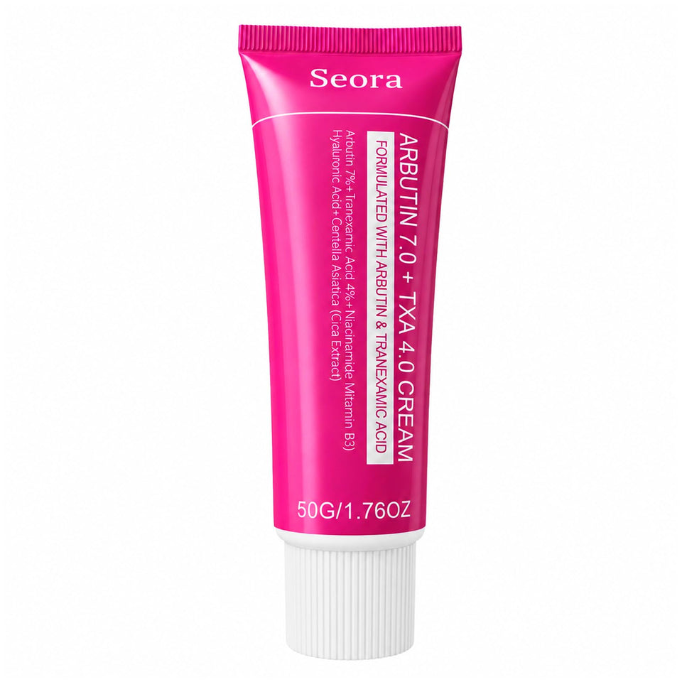 Seora skins jar front view showing product packaging and brightening benefit
