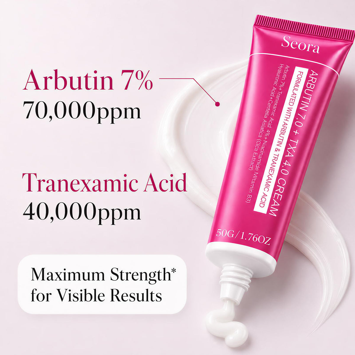Seora skins texture close-up demonstrating lightweight cream and quick absorption