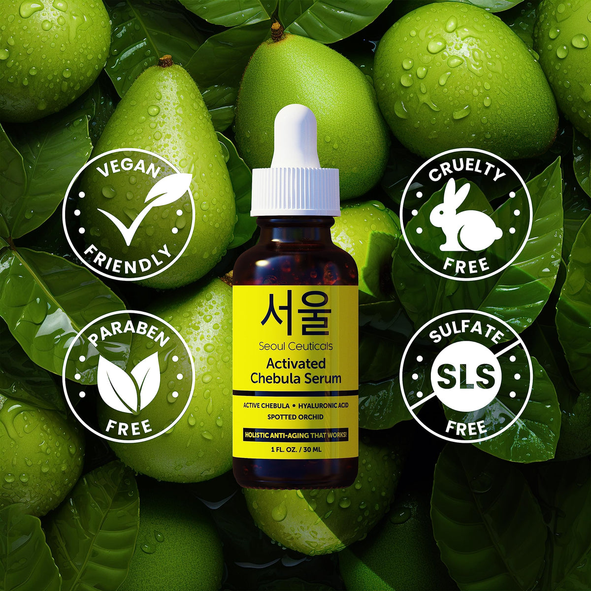 SeoulCeuticals application on face and neck, displays even coverage and easy absorption benefit