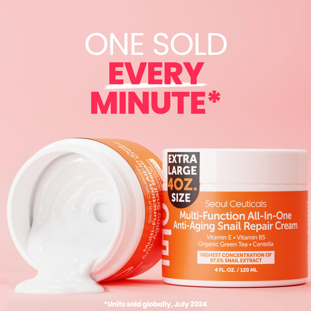 SeoulCeuticals jar on bathroom shelf among skincare showing daily routine compatibility benefit