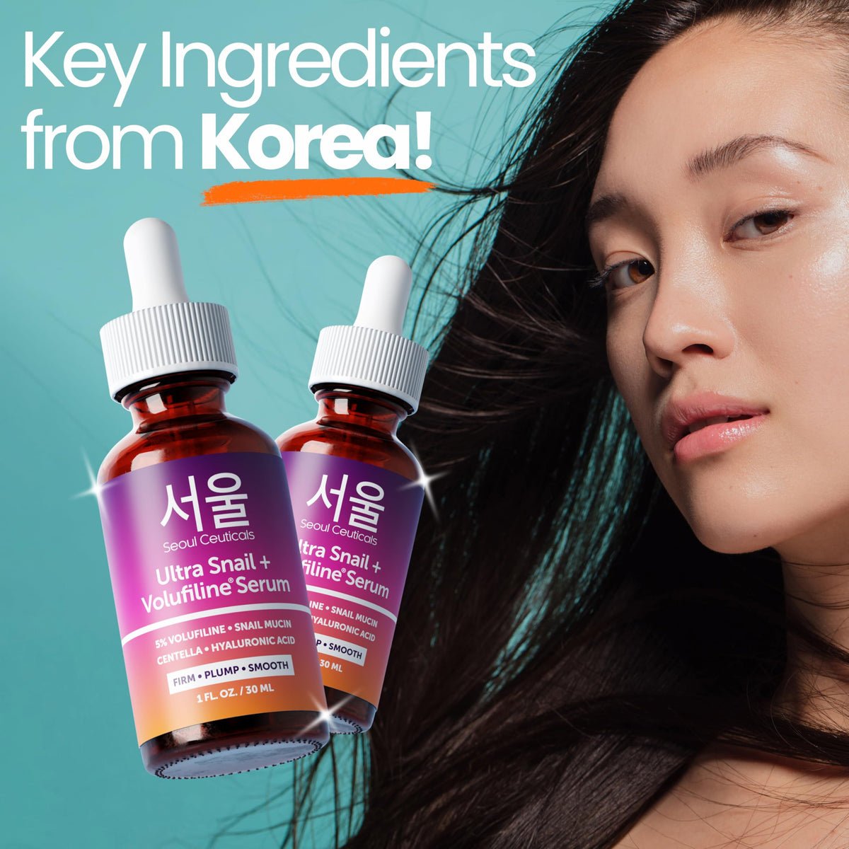 SeoulCeuticals illustrative before and after graphics showing fuller look