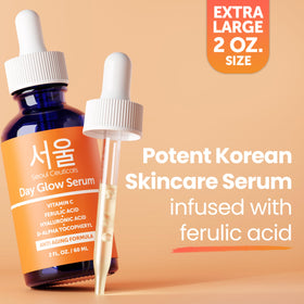 SeoulCeuticals bottle on bathroom counter suggesting inclusion in morning routine