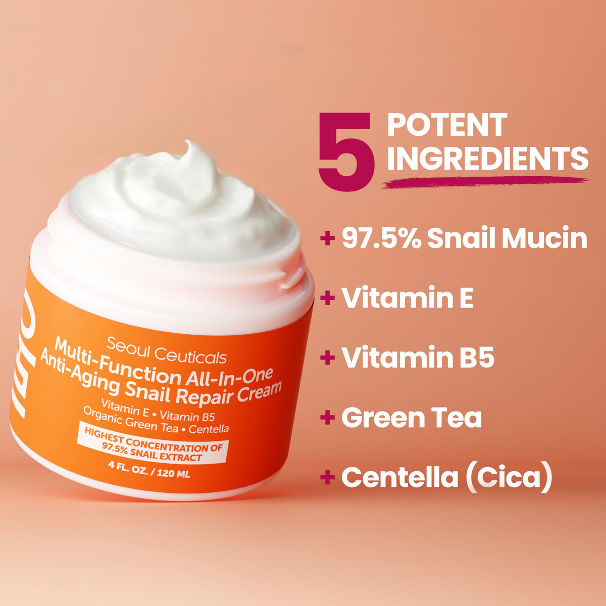 SeoulCeuticals cream on fingers demonstrating lightweight texture and easy spread benefit