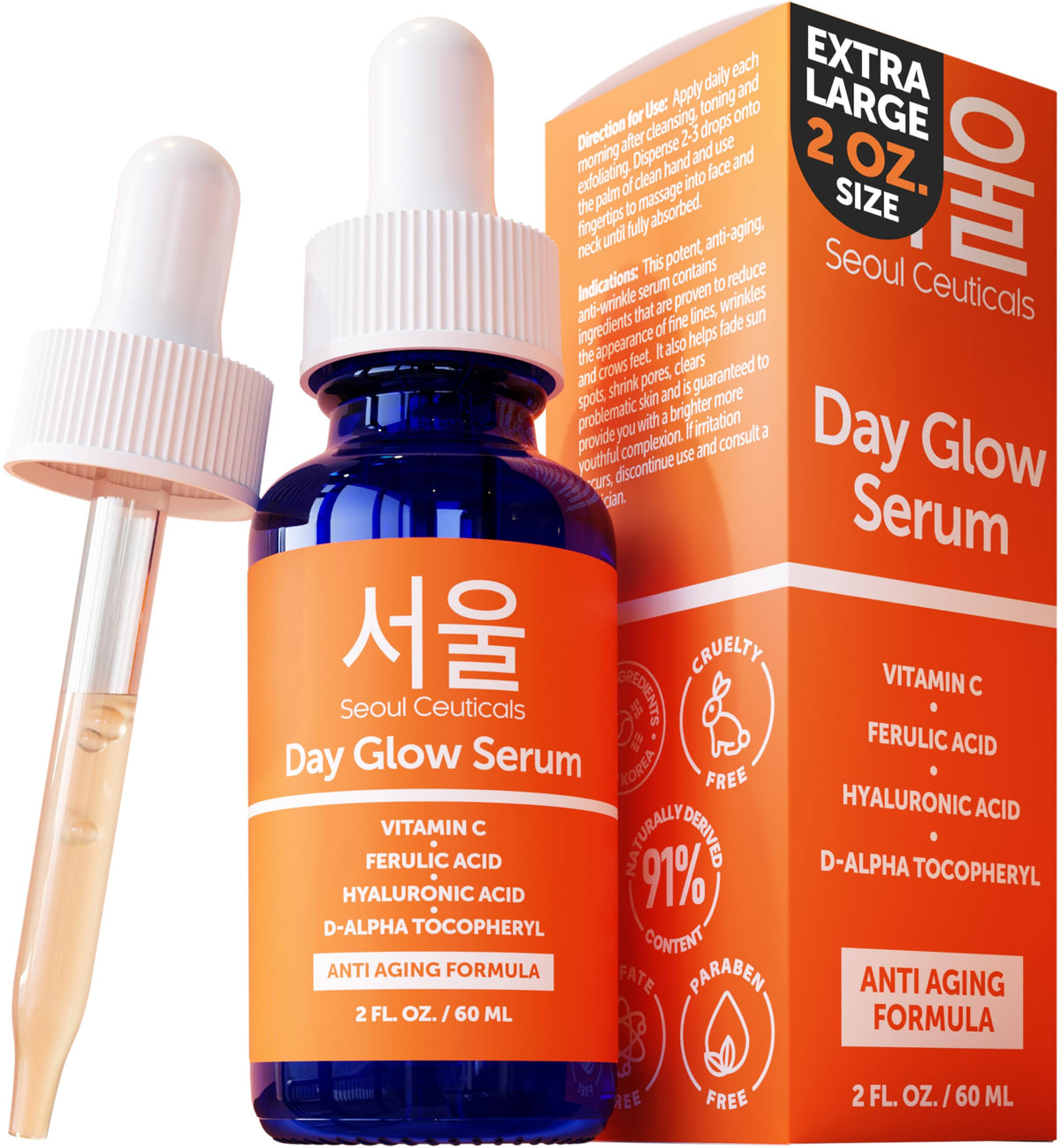 SeoulCeuticals front packaging showing bottle and label benefiting daily skincare