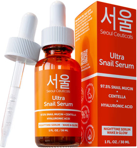 SeoulCeuticals front packaging showing bottle and box, highlighting premium K-beauty design and clarity