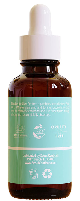 SeoulCeuticals serum on bathroom shelf in routine setting promoting layering