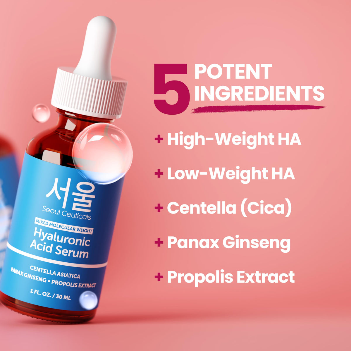 SeoulCeuticals ingredient label highlighting Centella and propolis benefits