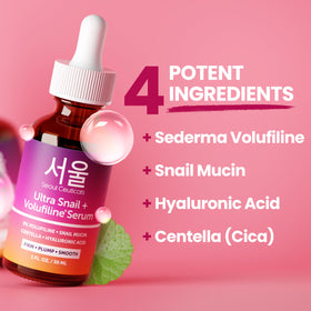 SeoulCeuticals label close-up showing ingredient strengths for targeted plumping