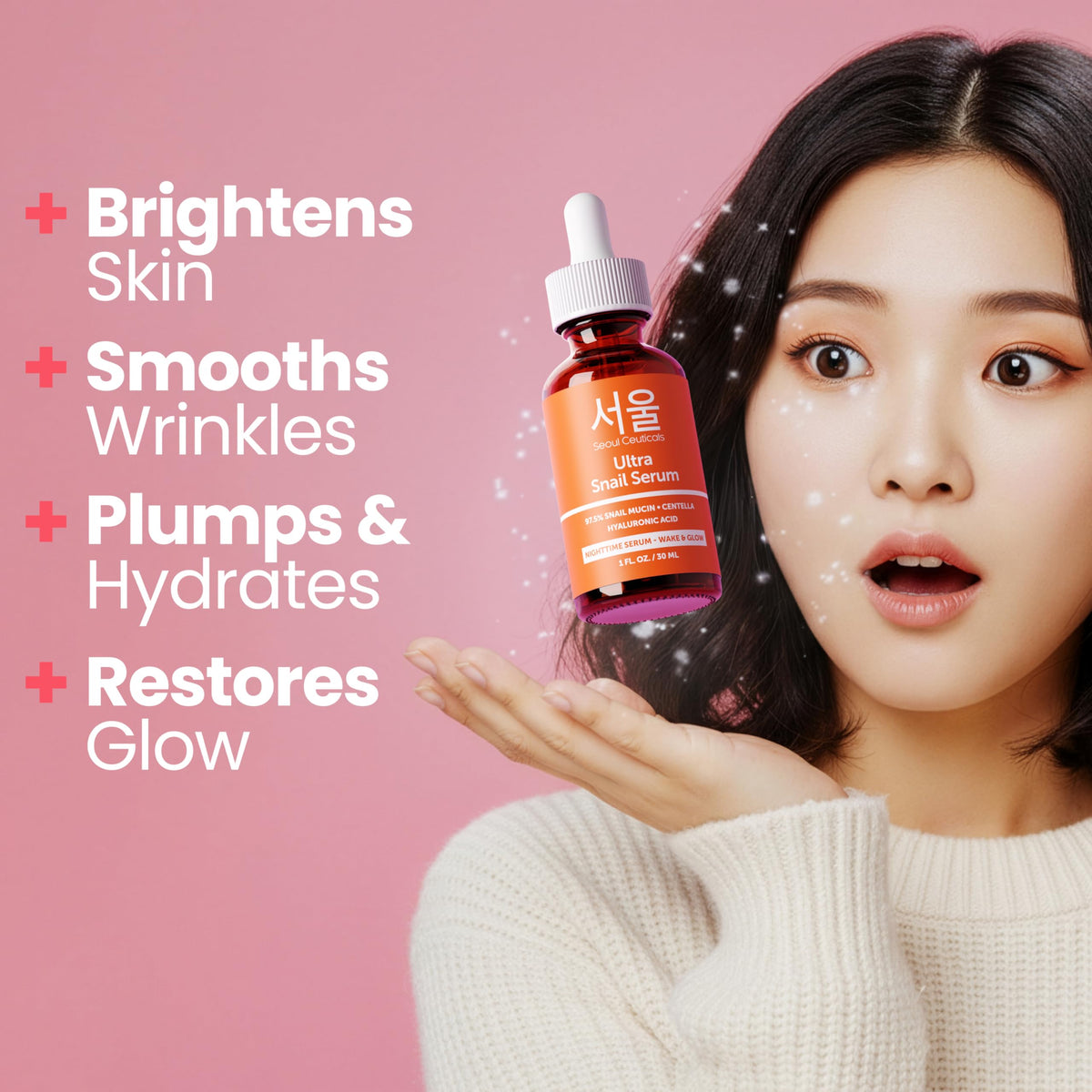 SeoulCeuticals label close-up showing ingredients list and concentration, offering transparency benefit