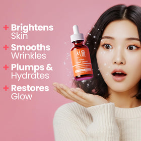 SeoulCeuticals label close-up showing ingredients list and concentration, offering transparency benefit