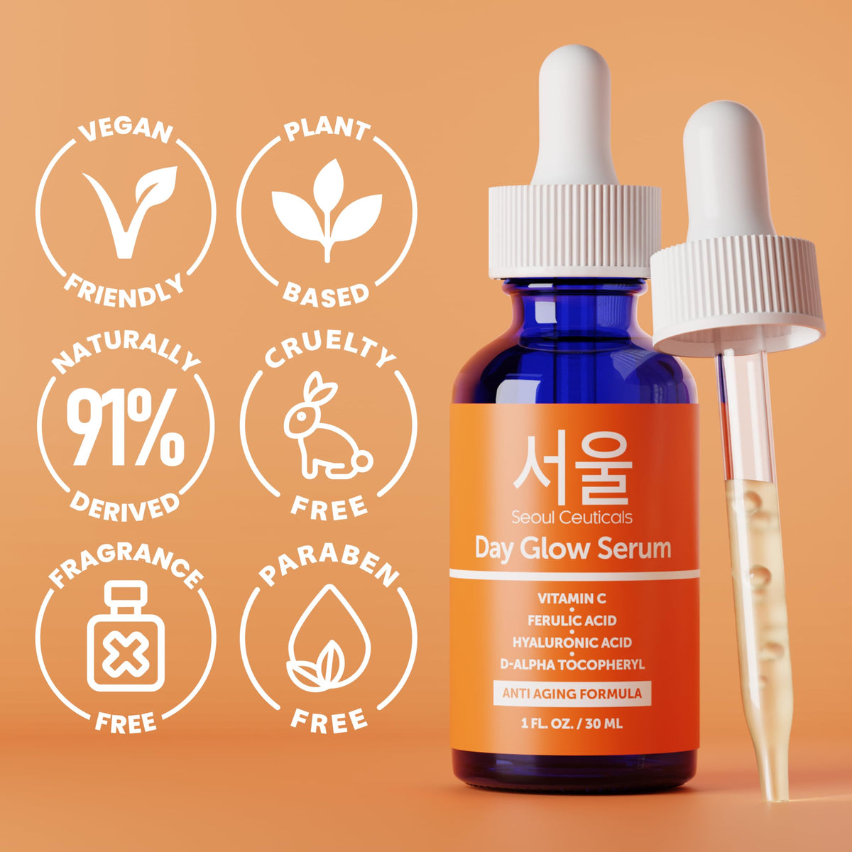 SeoulCeuticals label close-up highlighting active ingredients and formulation benefits