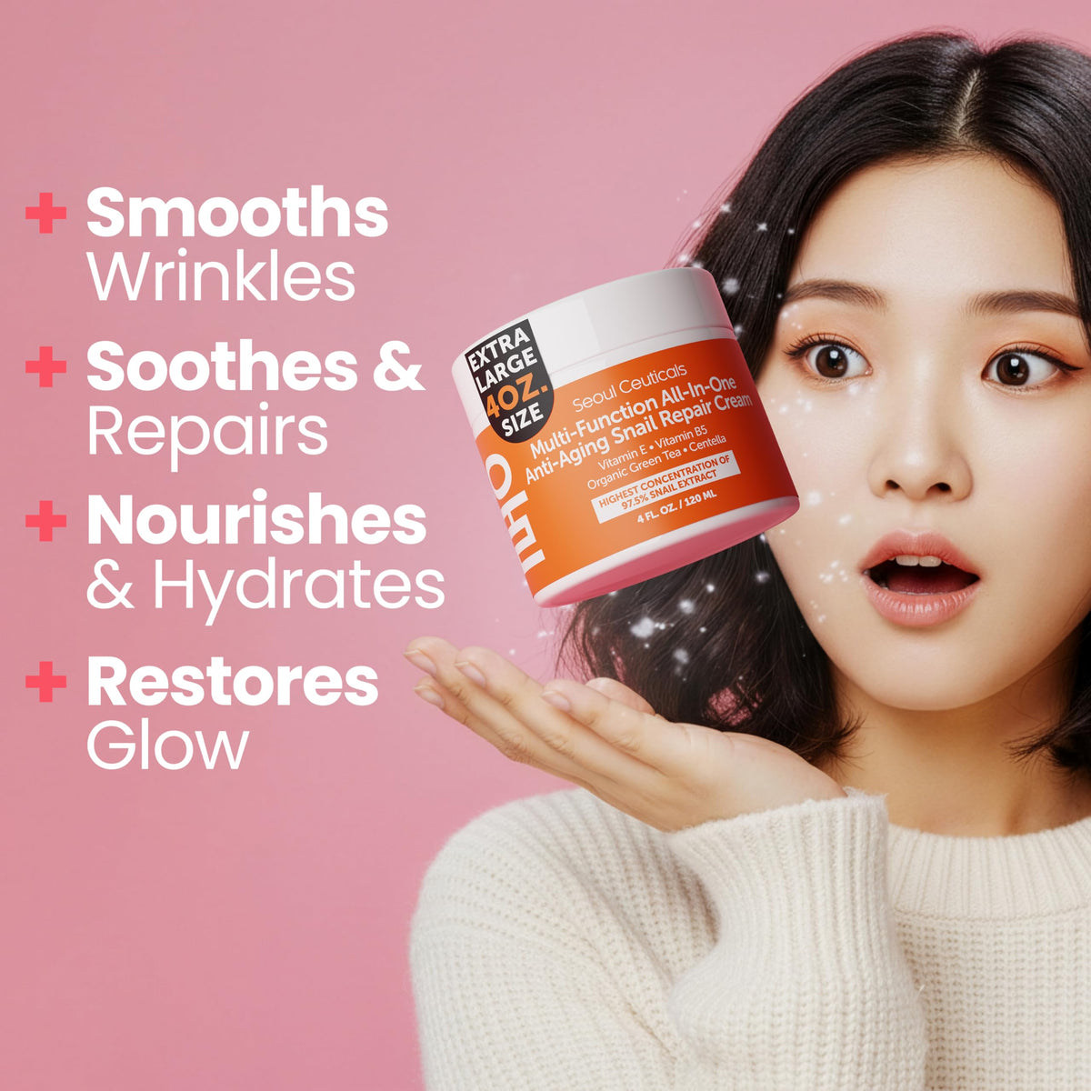 SeoulCeuticals open jar cream texture highlighting smooth absorption benefit