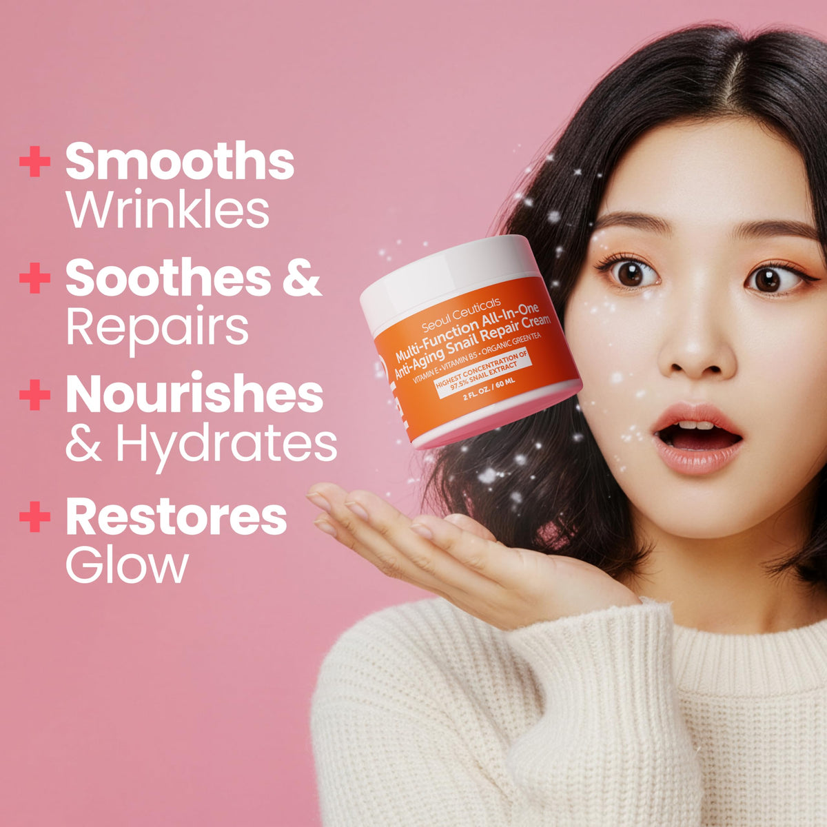 SeoulCeuticals open jar texture revealing creamy snail mucin gel moisturization