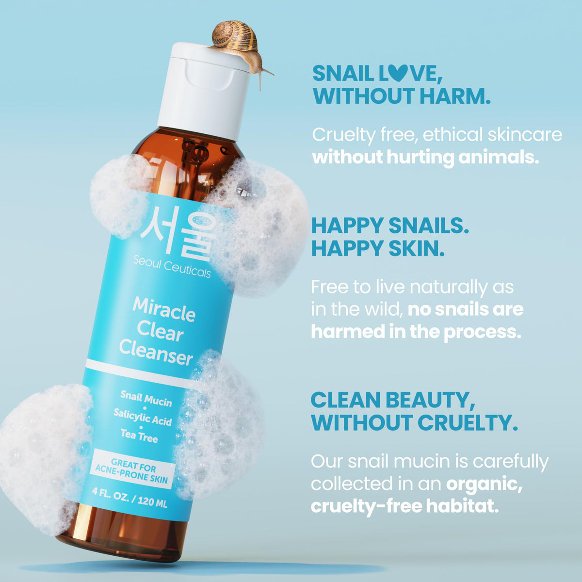 SeoulCeuticals foam texture dispensed, illustrating gentle lather and cleansing power