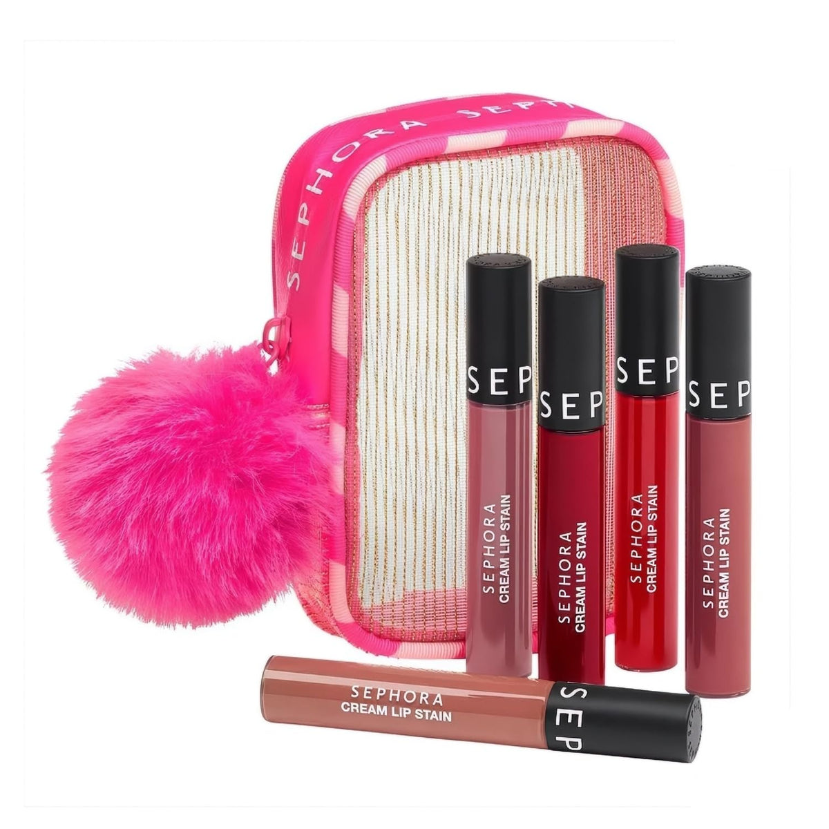 SEPHORA Collection front packaging showing five lip stain tubes and shades