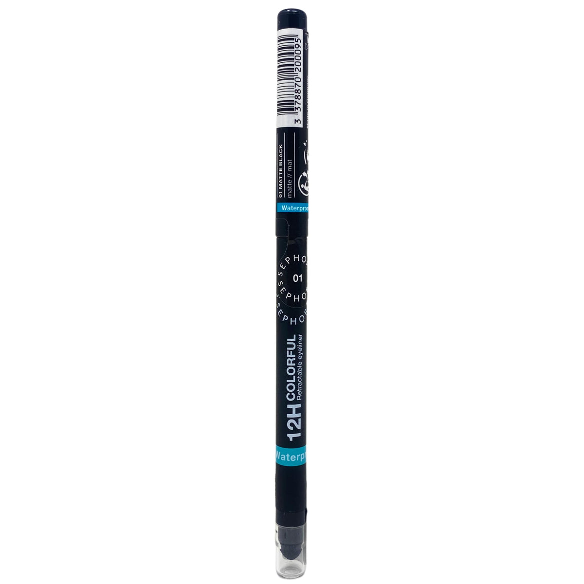 SEPHORA Collection retractable matte black eyeliner front packaging showing features and portability