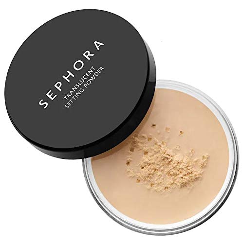 SEPHORA translucent loose powder front packaging showing compact jar and airy texture benefit