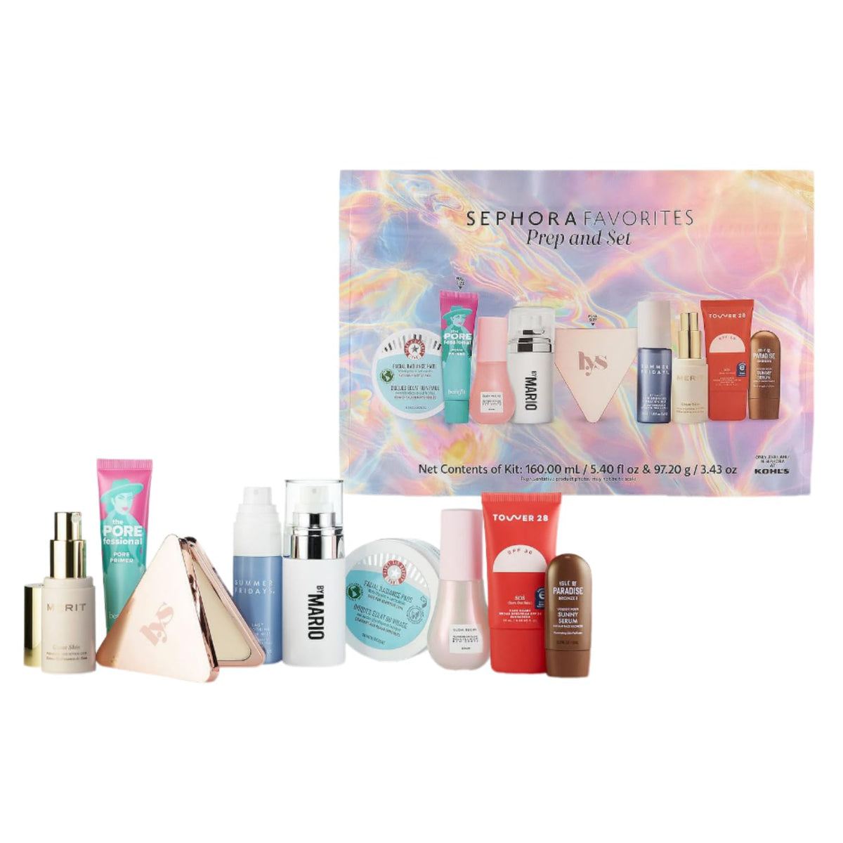 Sephora kit front packaging showing nine products and gift-ready design benefits
