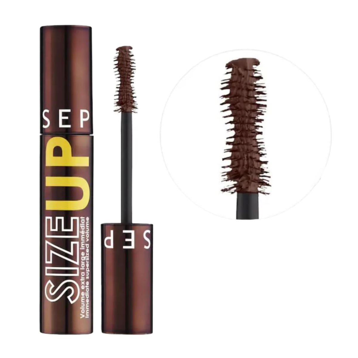 Sephora Size Up close-up of hourglass brush demonstrating precise lash separation benefit