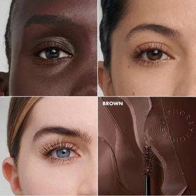 Sephora Size Up mascara applied on lashes in lifestyle shot showing lifted volumized effect