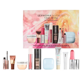 SEPHORA vacay all day box front showing limited-edition packaging and variety benefit
