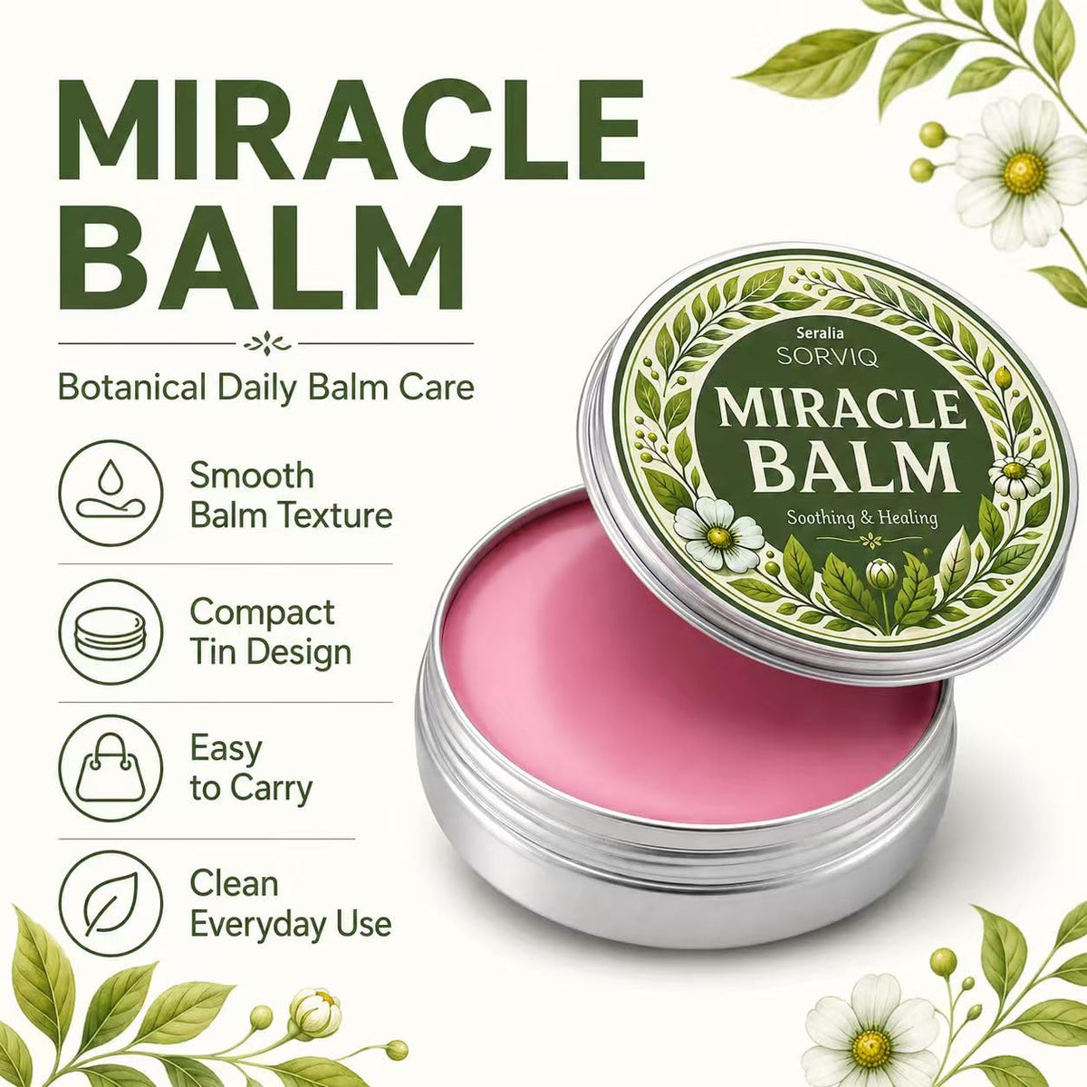 Seralia Sorviq being applied to lips demonstrating quick soothing benefit