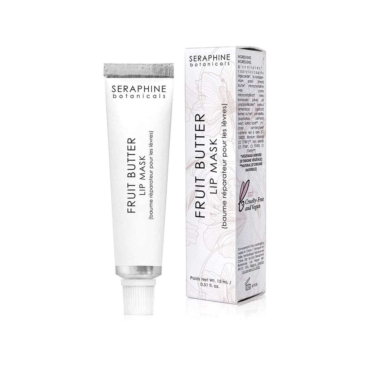 Seraphine Botanicals balm applied on lips at night demonstrating deep overnight hydration