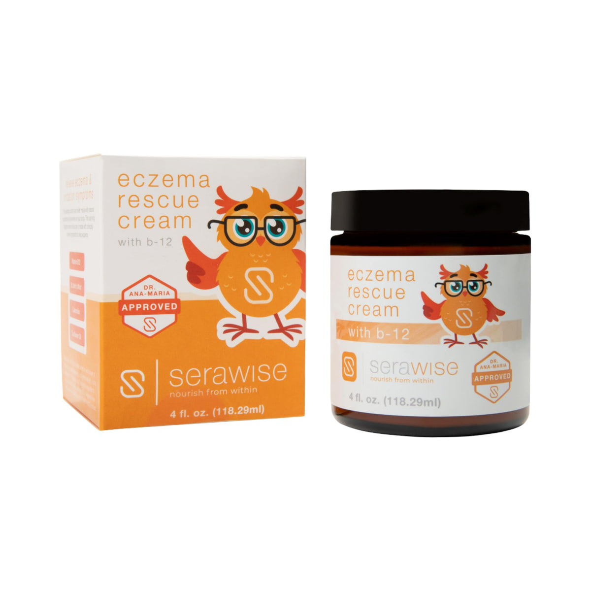 Serawise front packaging showing 4 oz jar and clear branding for reassurance