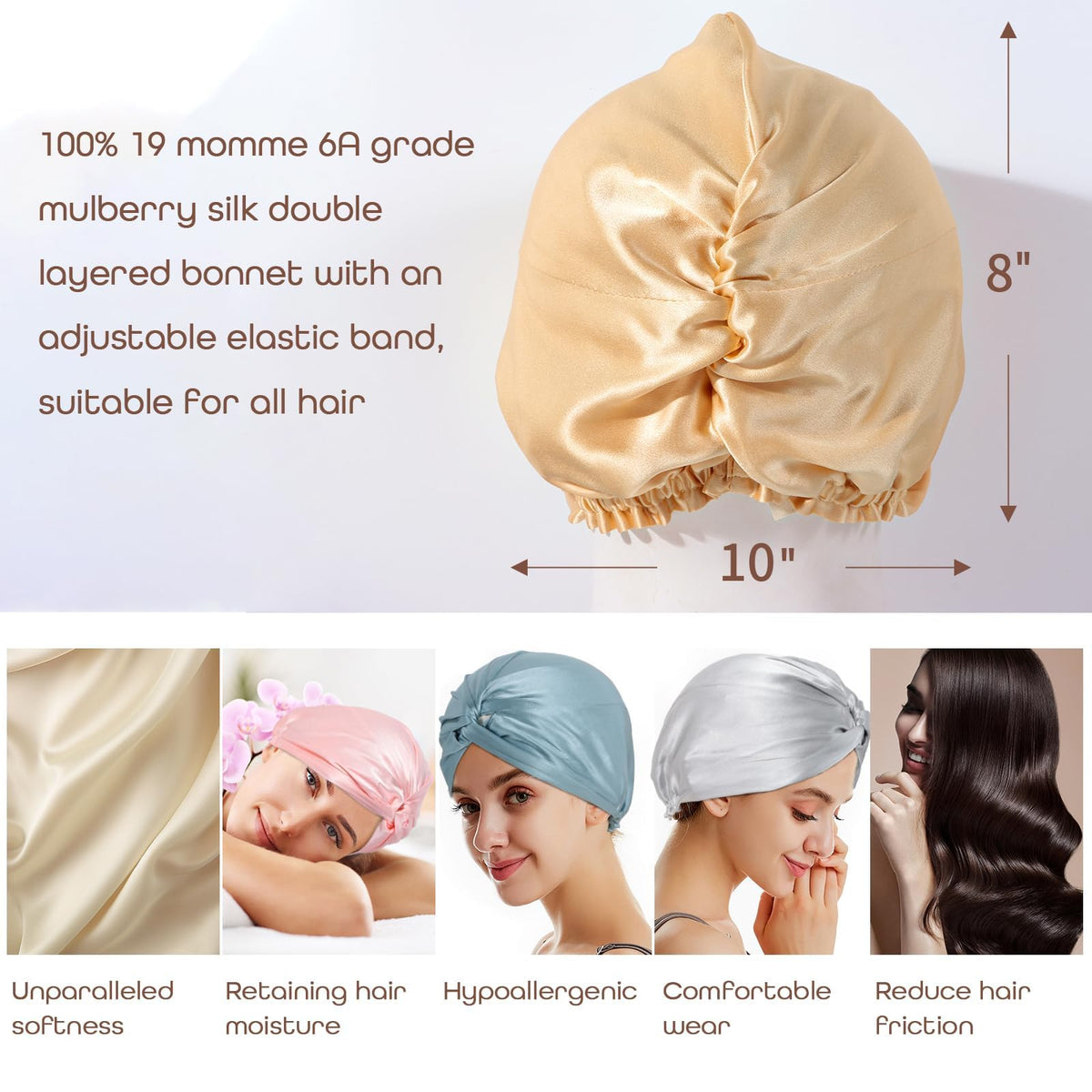 SereLune bonnet next to hand showing generous size and room for styles