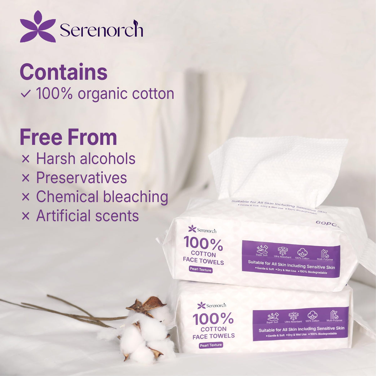 Serenorch towel in hand demonstrating thickness and tear resistance
