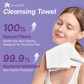Serenorch towel next to hand for size comparison and full coverage