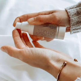 Serious Serum with aloe and willow bark ingredients highlighting botanical calming benefits