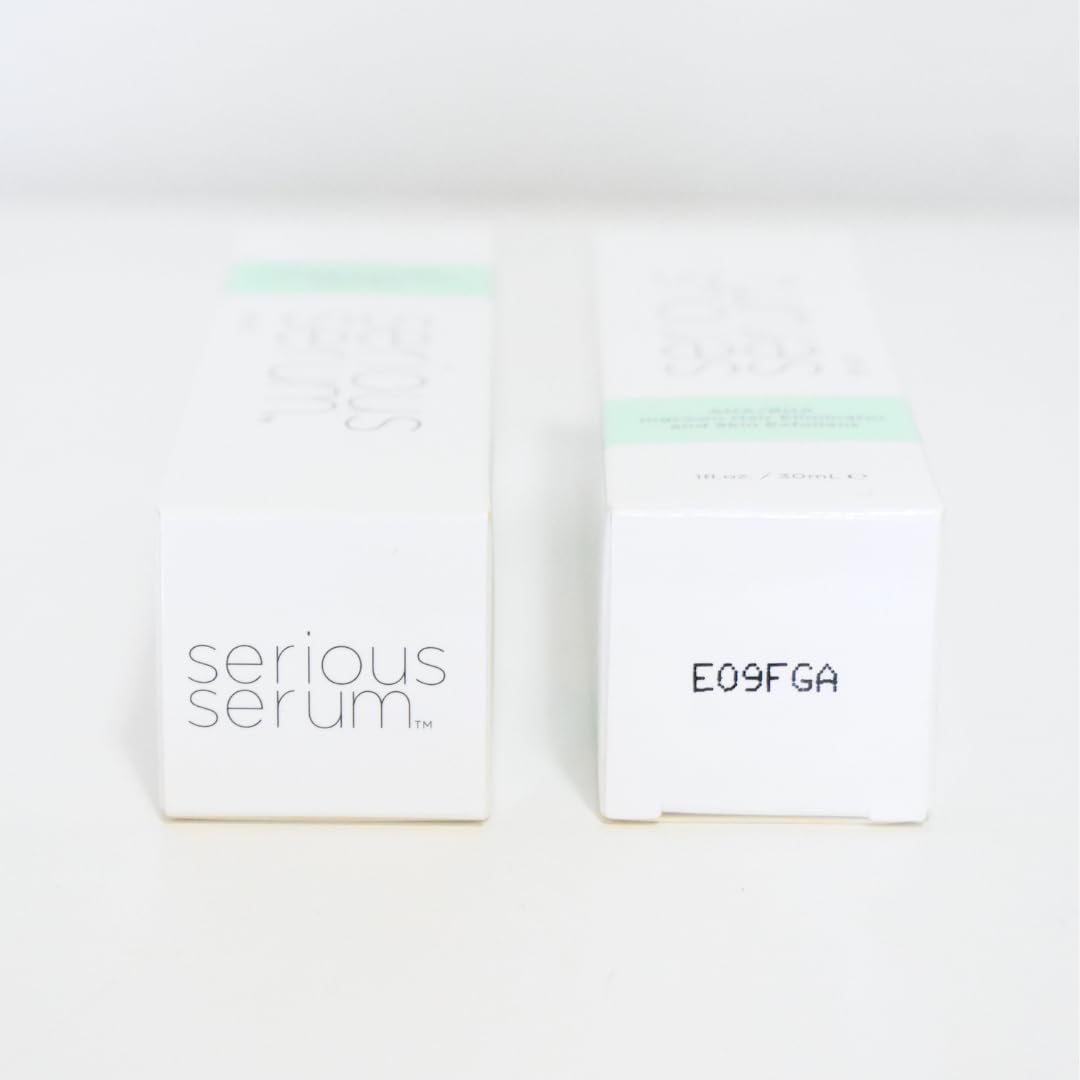 Serious Serum on a bathroom shelf in a neat routine setup for post-shave care