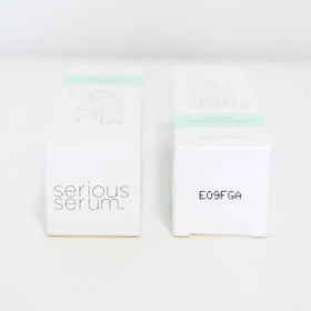 Serious Serum on a bathroom shelf in a neat routine setup for post-shave care