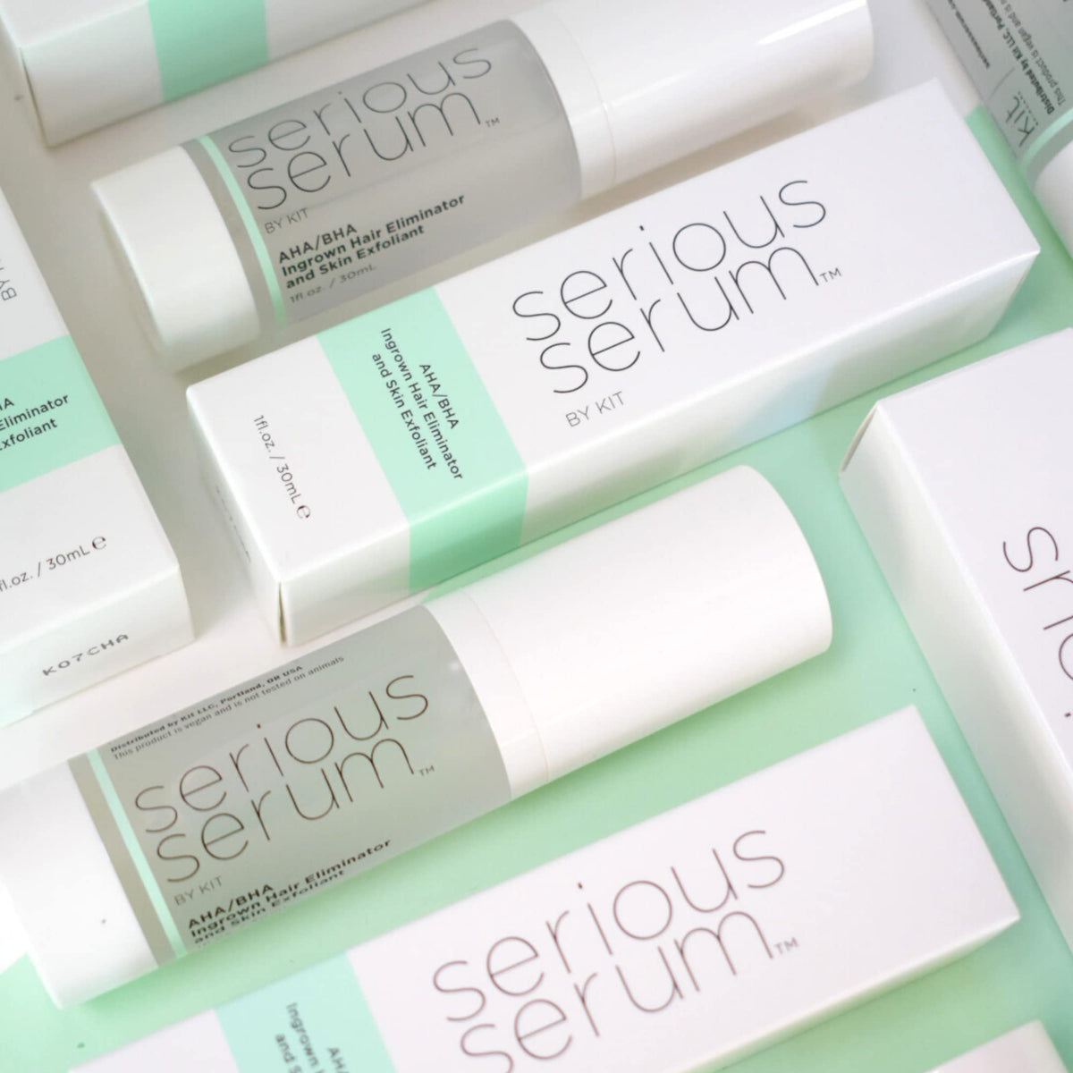 Applying Serious Serum to leg area to reduce ingrown hairs and soothe skin