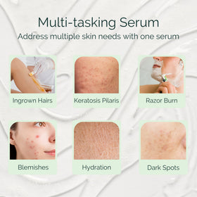 Close-up texture of Serious Serum demonstrating lightweight, fast-absorbing formula