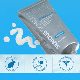 Serious Skincare ingredients label closeup showing retinol and caffeine benefit