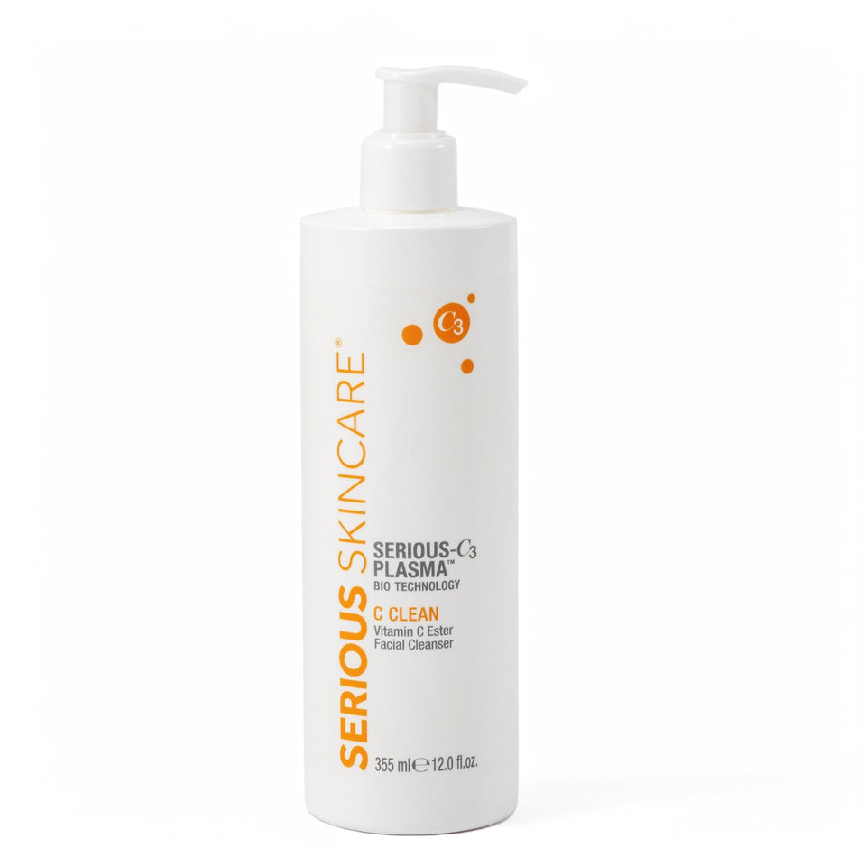 Serious Skincare front bottle showing packaging and 12 fl oz size for shelf appeal