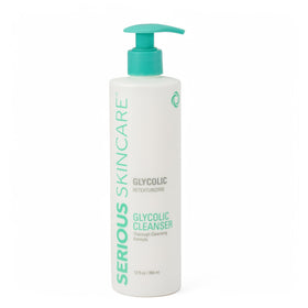 Serious Skincare front packaging shows cleanser bottle and benefits