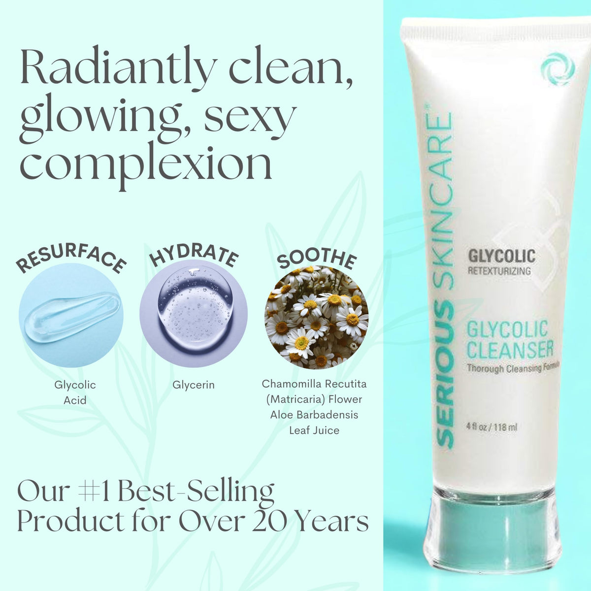 Serious Skincare creamy cleanser texture close-up for gentle exfoliation