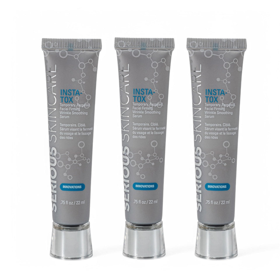 Serious Skincare front packaging showing trio kit for instant wrinkle smoothing