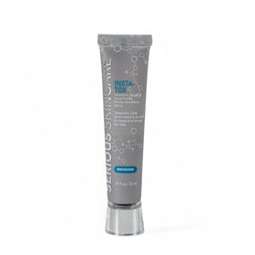 Serious Skincare product front packaging showing compact .75 oz bottle benefit: clear branding and instant smoother look