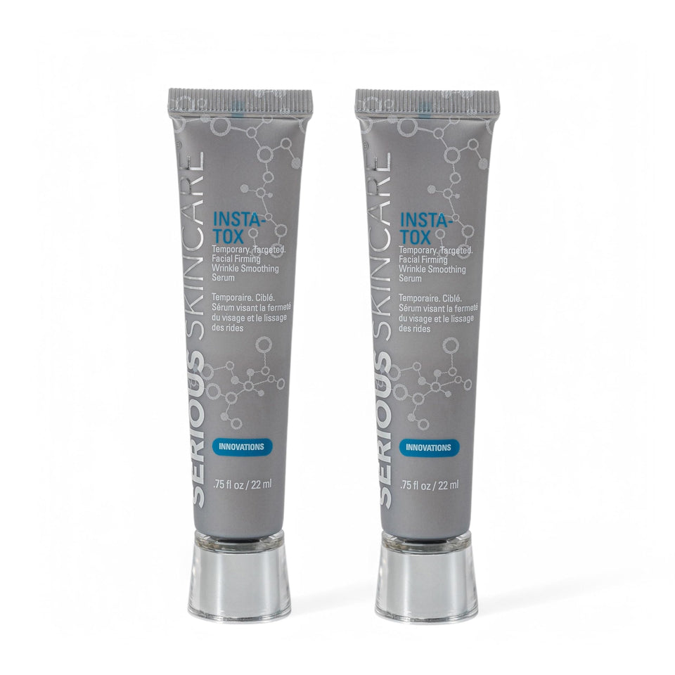 Serious Skincare INSTA-TOX front packaging showing product and two-pack convenience