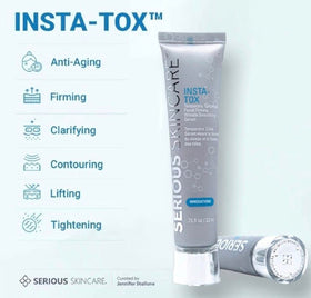 Serious Skincare serum pipette and texture close-up demonstrating quick-absorbing consistency and fast tightening effect