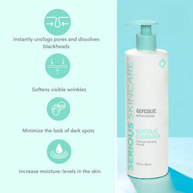 Serious Skincare lathered in hand illustrating how easily it rinses