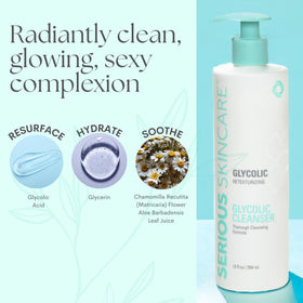 Serious Skincare pump dispenser and clear product labeling benefit convenience