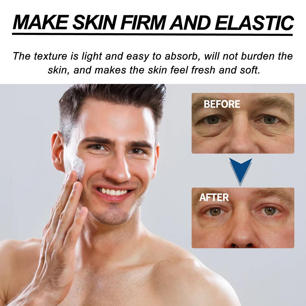 Serlino Lab man applying night cream demonstrating easy nightly use