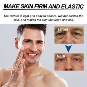 Serlino Lab man applying night cream demonstrating easy nightly use