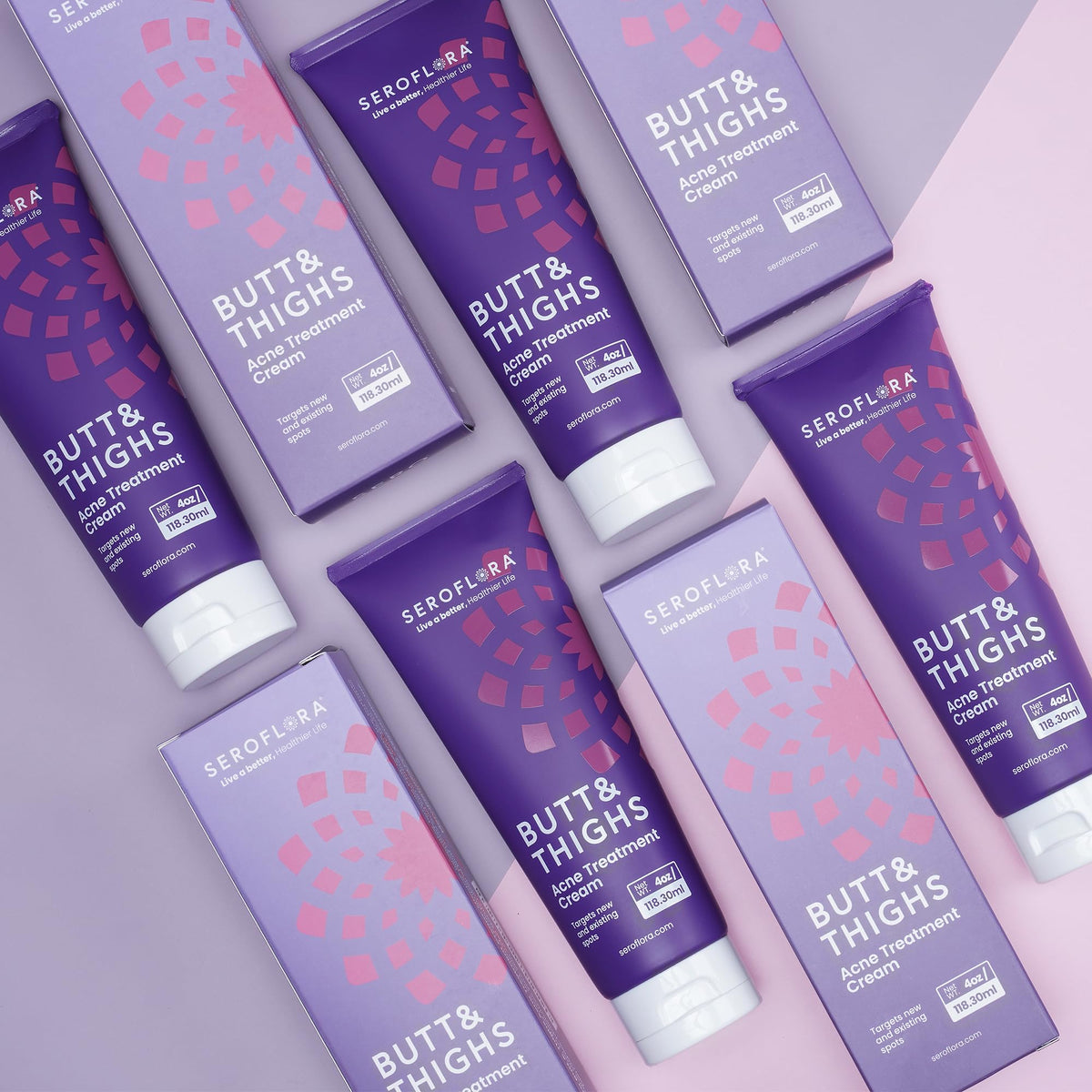 Seroflora on bathroom vanity portraying everyday targeted skincare use