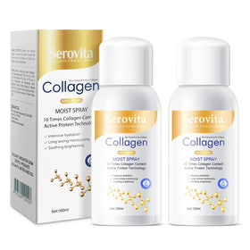Serovita front packaging showing the firming collagen spray for hydrated skin